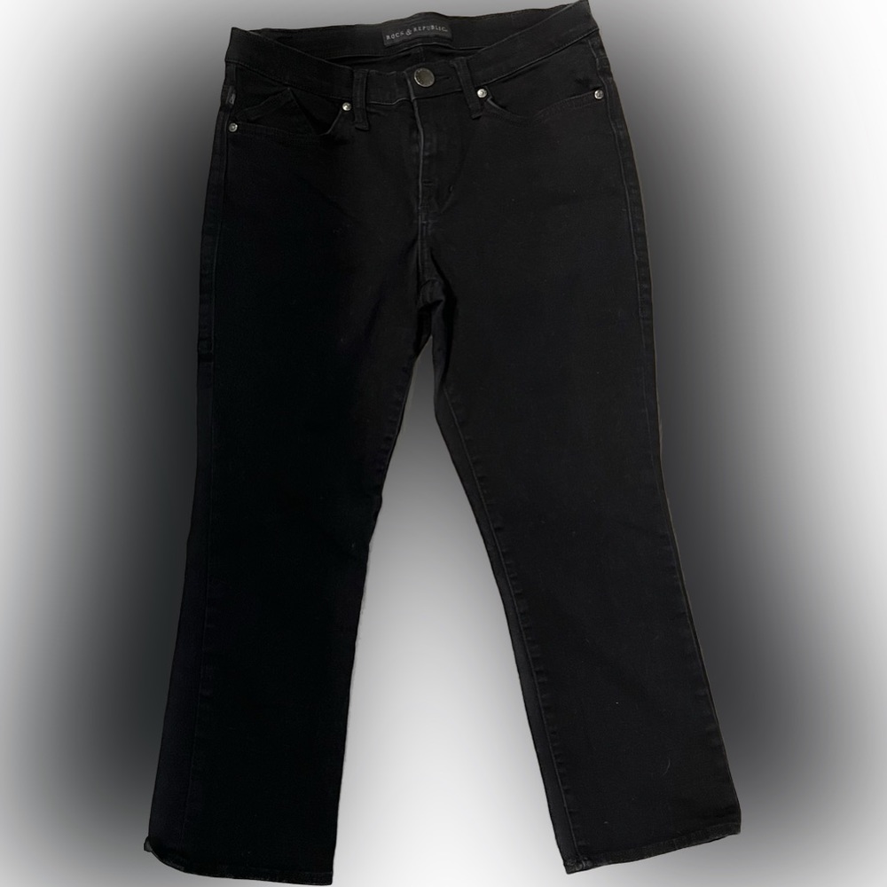 Rock & Republic Kendal Capri Jeans, Black, Size 6